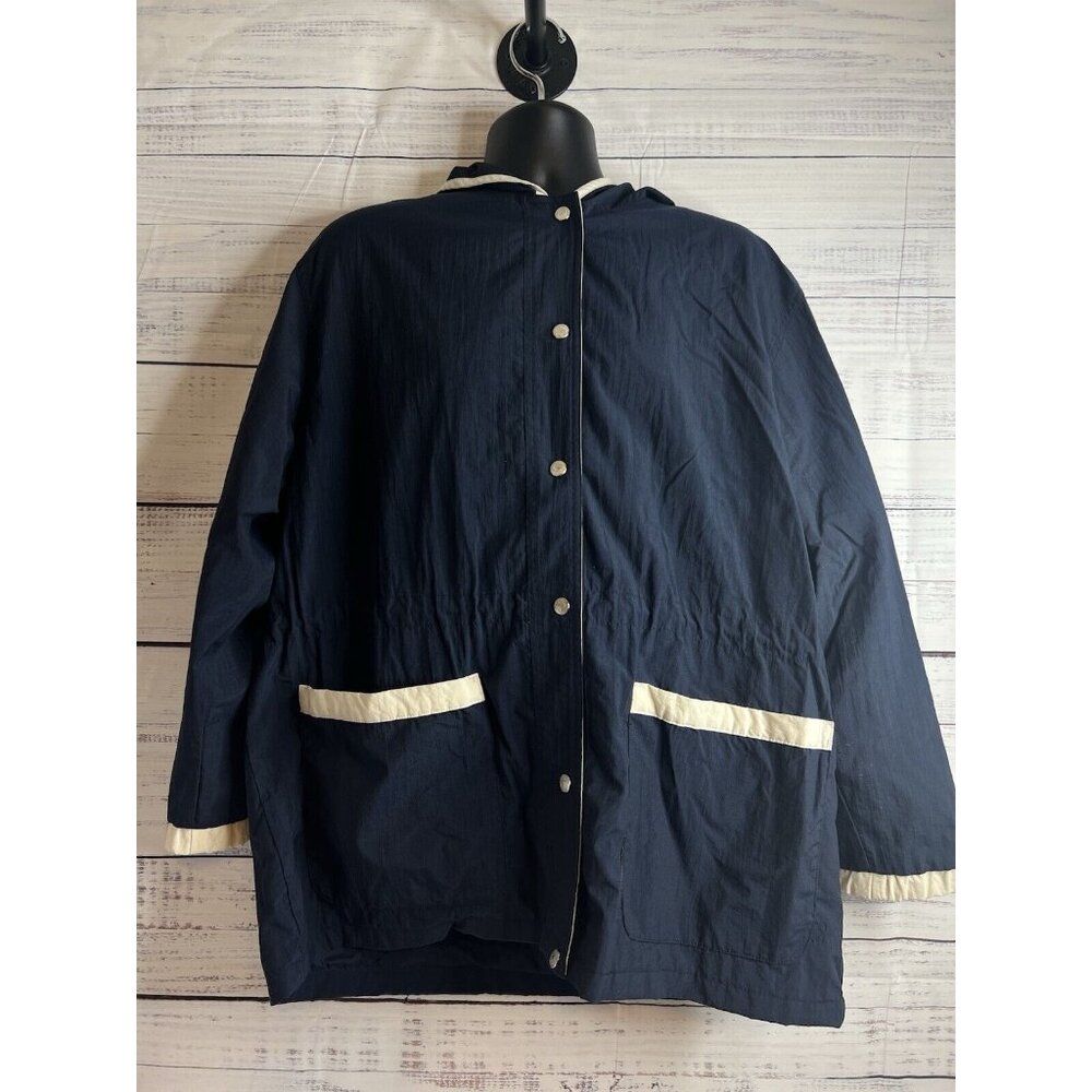 Vintage Andy Johns Anorak Nautical Hooded Full Zip Button Unisex Jacket L